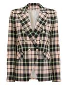 Veronica Beard Miller Double-breasted Blazer Pink Plaid 2