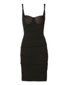 Alexander Wang Fishnet Ruched Bodycon Dress Black Zero