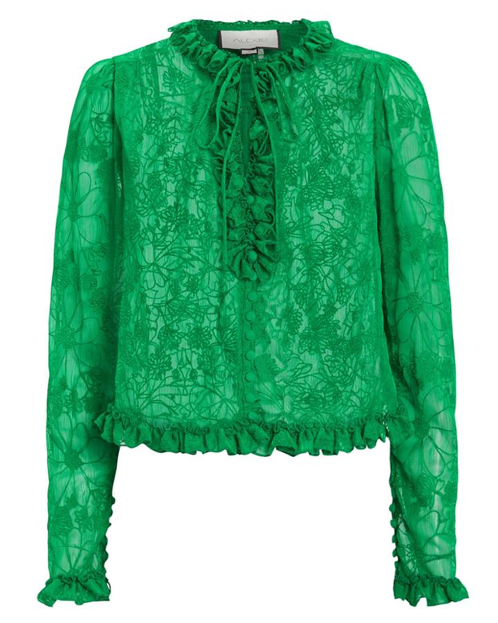 Alexis Saxon Long Sleeve Blouse Green L