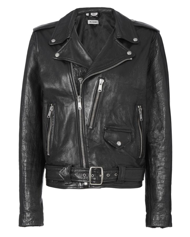 Re/done Sw Re/done Oversized Black Leather Jacket Black P