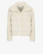 Yves Salomon Chaux Mink Fur High Collar Jacket: Ivory