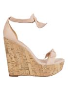 Alexandre Birman Clarita Double Bow Beige Wedges Blush 37