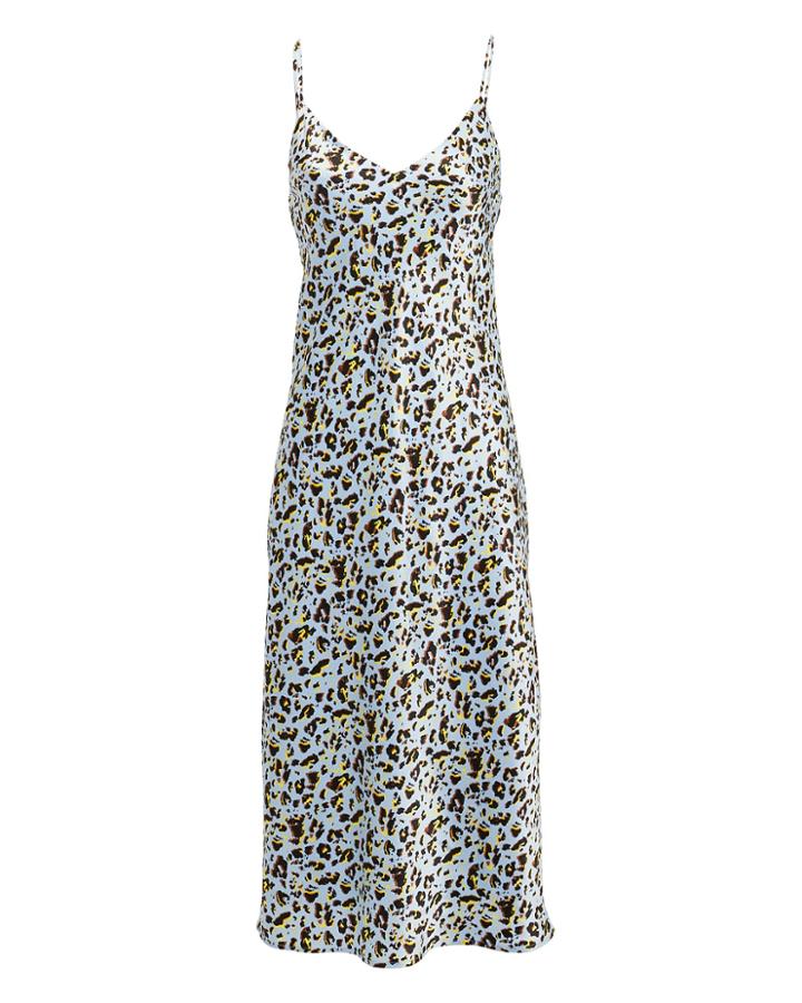L'agence Jodie Slip Dress Sky Blue/leopard 4