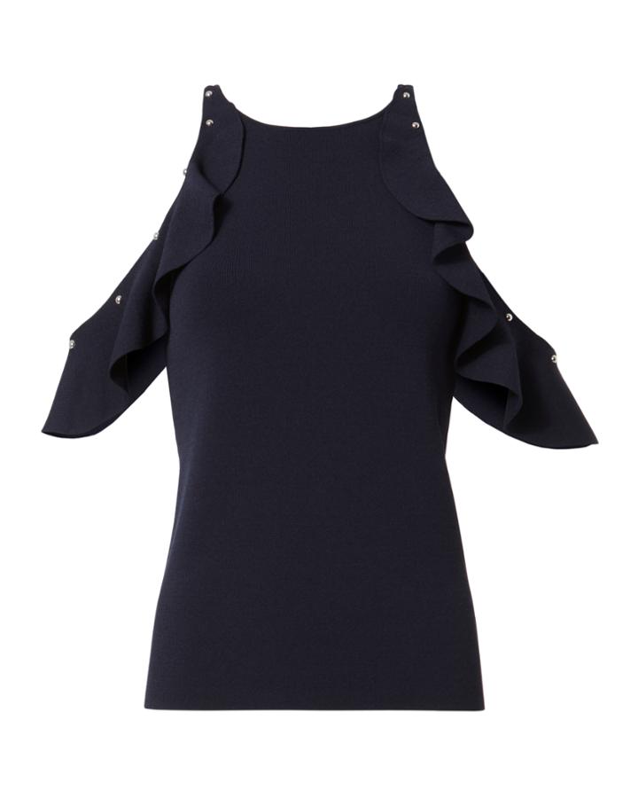 Jonathan Simkhai Embellished Cold Shoulder Top