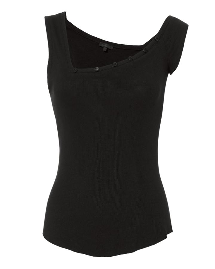 The Range Tilted Henley Tank Black P