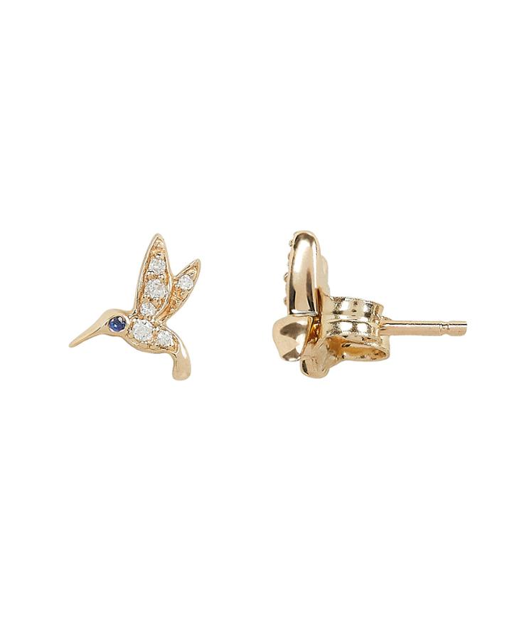 Sydney Evan Tiny Hummingbird Diamond Studs Gold 1size
