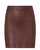 Helmut Lang Mahogany Stretch Leather Skirt