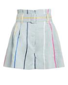 Derek Lam 10 Crosby Striped Paperbag Waist Shorts Pale Blue/stripe 2