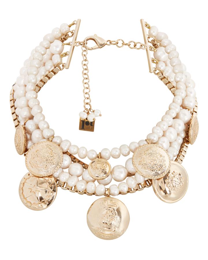 Rosantica Mixed Pearl And Coin Statement Necklace
