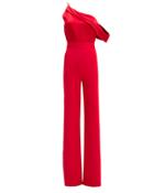 Michelle Mason One Shoulder High Slit Jumpsuit Red 2