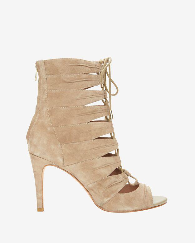 Joie Anja Lace-up Suede Open Toe Bootie