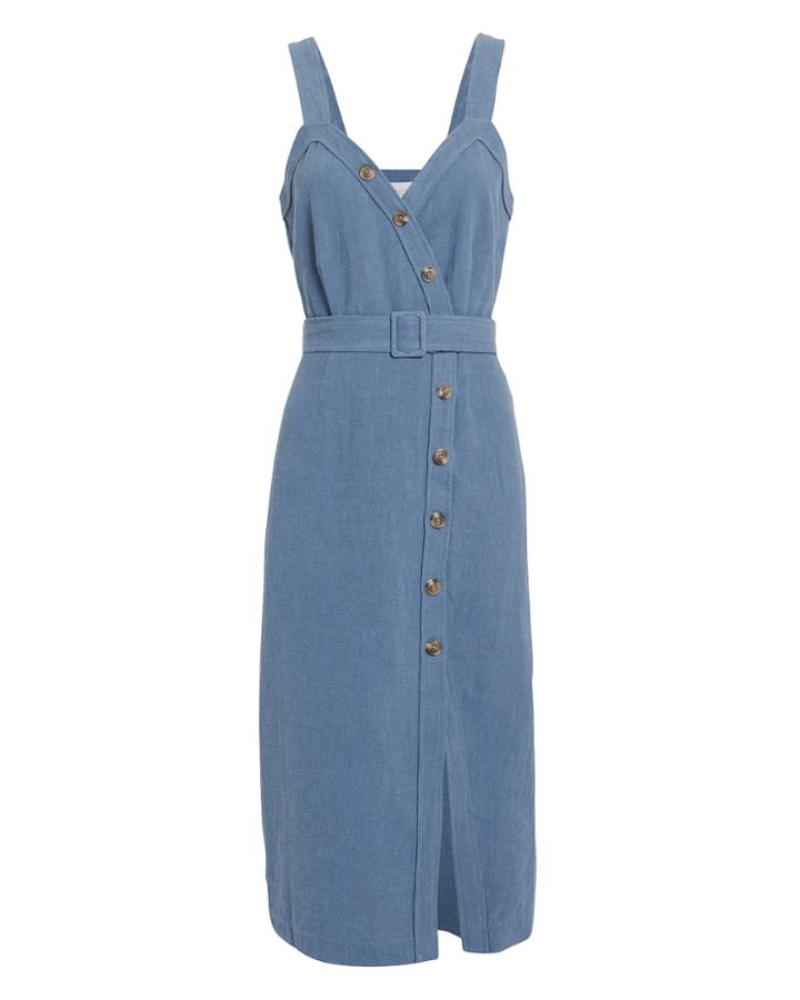 Saylor Avalyn Denim Midi Dress Medium Blue Denim P