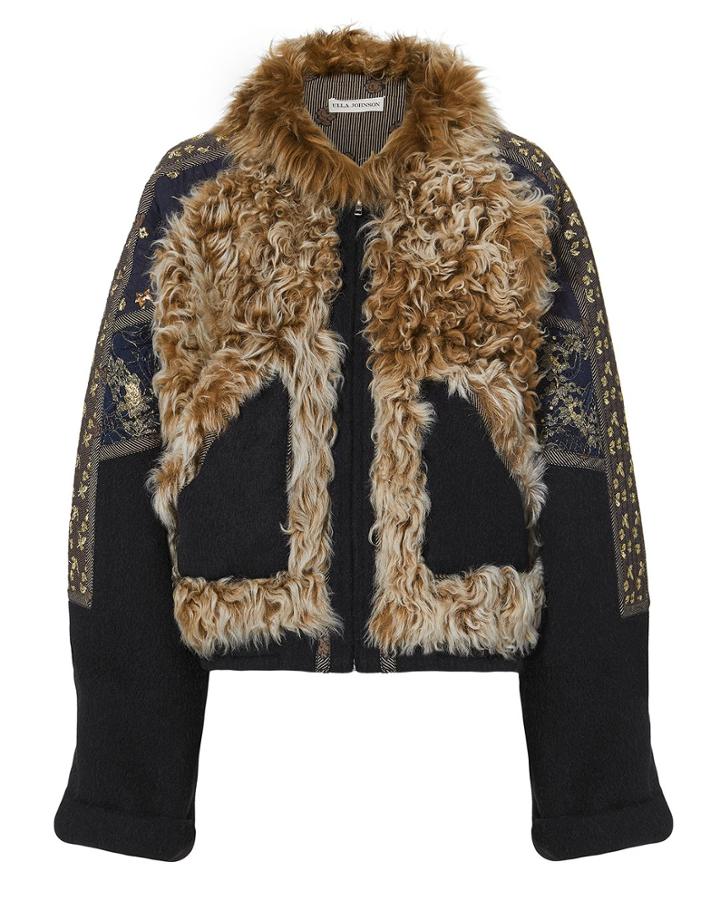 Ulla Johnson Cosme Patchwork Jacket Navy P/s