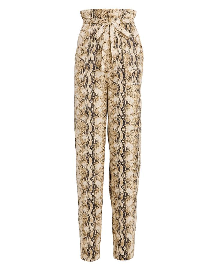 Torn Ronny Kobo Rinnah Snakeskin Print Pants Brown Snake Print M