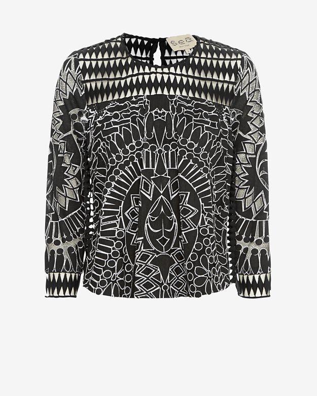 Sea Exclusive Cut Out Printed Lace Top