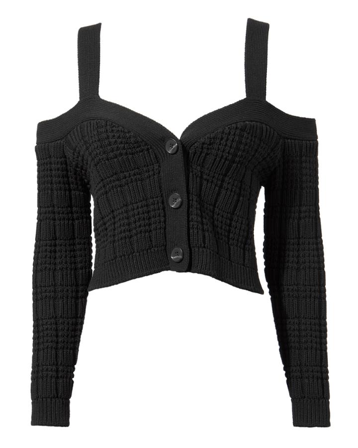 Exclusive For Intermix Intermix Rhea Cropped Cardigan Sweater Black P