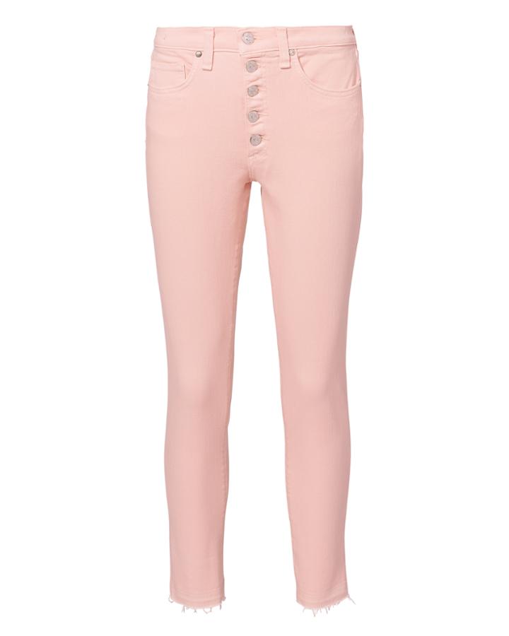Veronica Beard Debbie Exposed Fly Skinny Jeans Pink 24