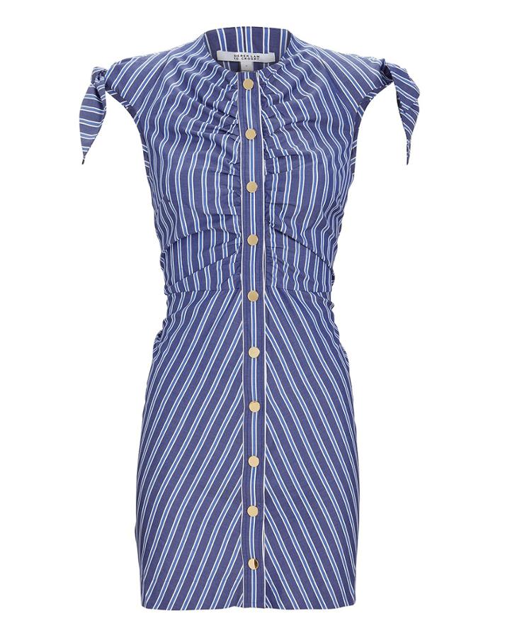 Derek Lam 10 Crosby Ruched Striped Mini Dress Blue-med 6