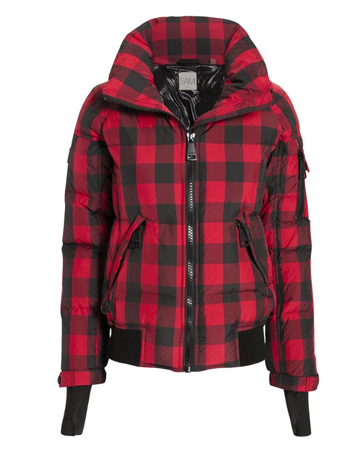 Sam Plaid Bomber Puffer Jacket Red/black P