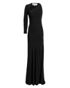Michelle Mason Asymmetric Cutout Gown Black Zero