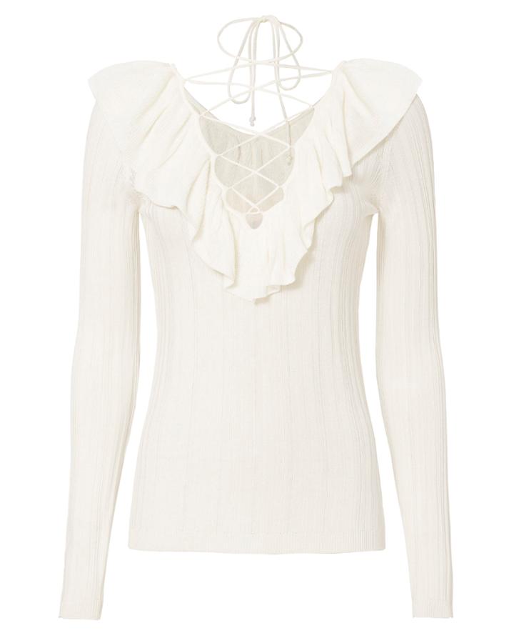 Exclusive For Intermix Intermix Mika Lace-up Knit Top Ivory S