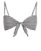Inc Swim Striped Bikini Top Black/white L