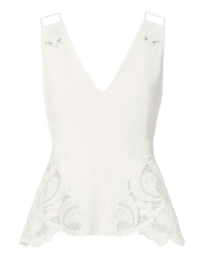 Jonathan Simkhai Crepe Applique Tank Ivory 2