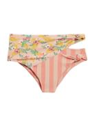 For Love & Lemons Antigua Knot High Waist Bikini Bottom Pink/green/yellow M