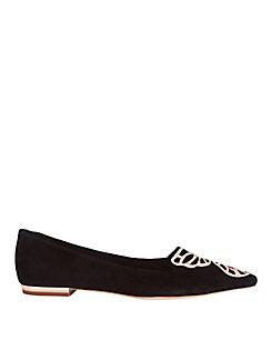 Sophia Webster Bibi Gold Butterfly Pointy Toe Flats