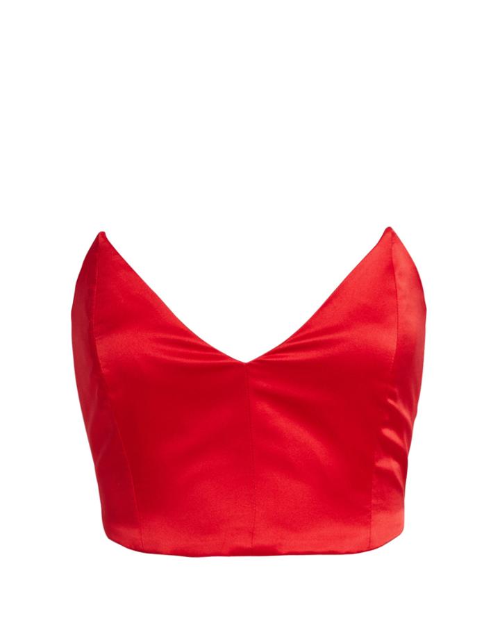Michelle Mason Silk Charmeuse Bustier Top Red 2