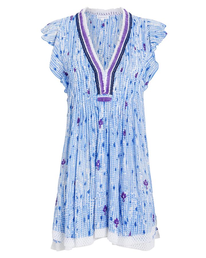 Poupette St Barths Poupette St Barth Sasha Lace-trimmed Mini Dress Blue/white S