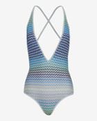 Missoni Mare Lurex Knit One Piece Swimsuit: Azure- Final Sale