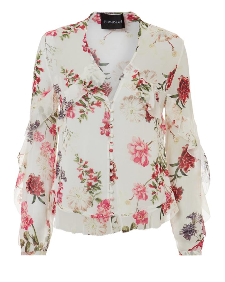 Nicholas Floral Frill Blouse Multi Zero