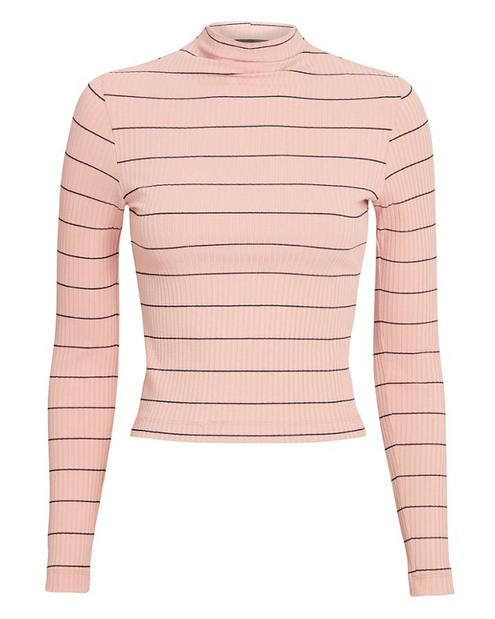 Exclusive For Intermix Intermix Bobbi Striped Mock Neck Top Pink/black S