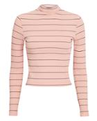 Exclusive For Intermix Intermix Bobbi Striped Mock Neck Top Pink/black S