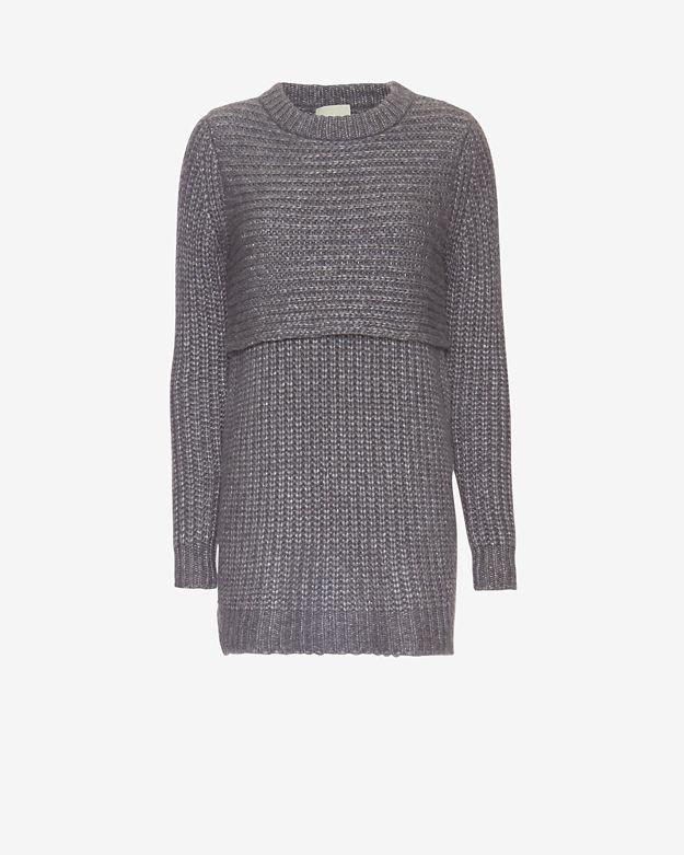 Mason By Michelle Mason Double Layer Sweater Dress: Grey
