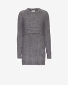 Mason By Michelle Mason Double Layer Sweater Dress: Grey