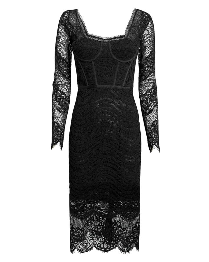 Jonathan Simkhai Mixed Lace Bustier Dress Black 8