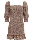Faithfull The Brand Saada Floral Smocked Mini Dress Brown/floral S