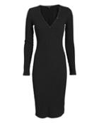Exclusive For Intermix Intermix Molly Button Front Ribbed Dress Black P