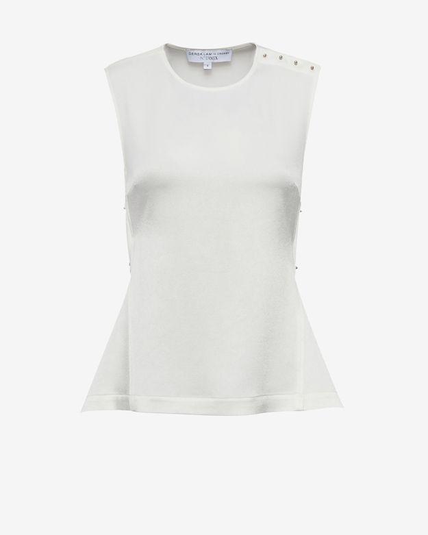 Derek Lam 10 Crosby Banded Shiny Crepe Sleeveless Top