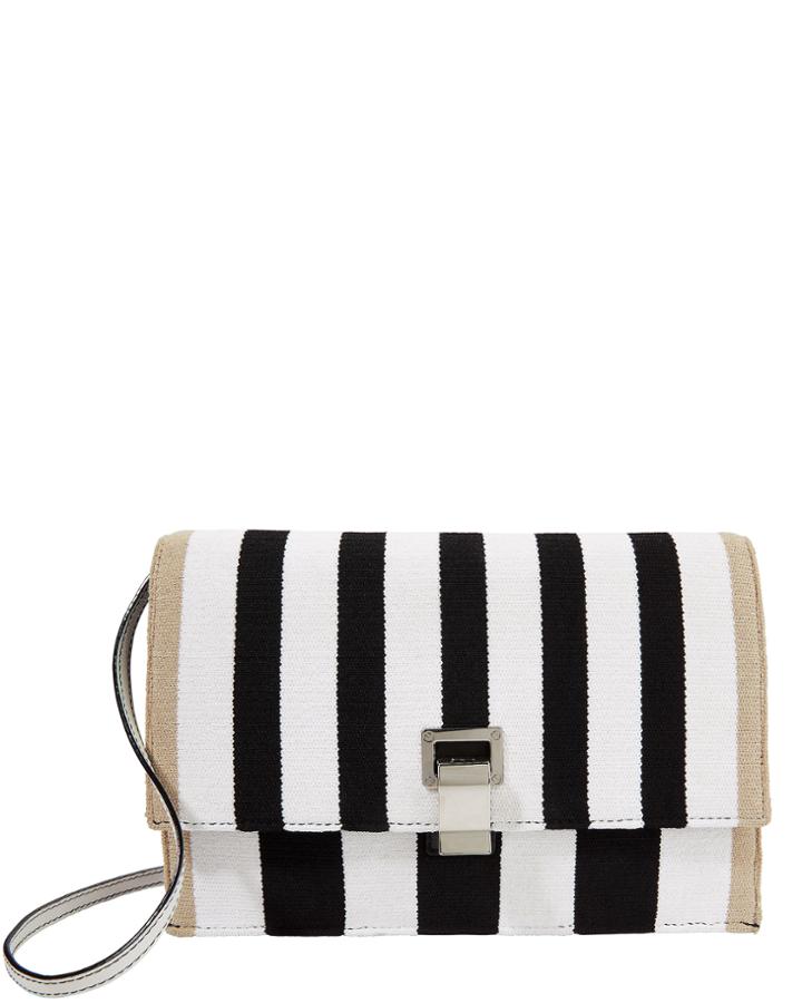 Proenza Schouler Knit Striped Lunch Bag Clutch White 1size
