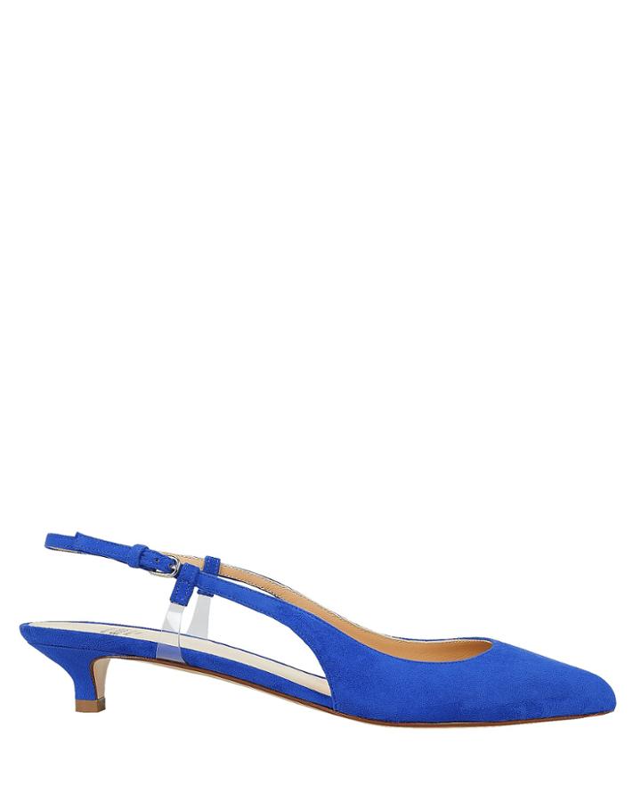 Francesco Russo Blue Suede Slingback Kitten Pumps Cobalt Blue 38