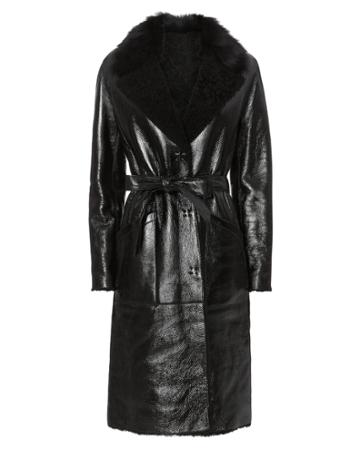 Yves Salomon Patent Shearling Trench