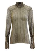 L'agence Paolo Gold Metallic Turtleneck Blouse Gold M