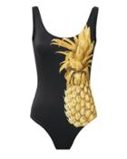 Onia Kelly Golden Pineapple One Piece Swimsuit Black M