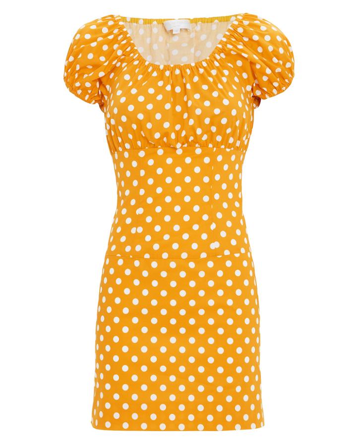 Caroline Constas Calla Polka Dot Mini Dress Yellow S