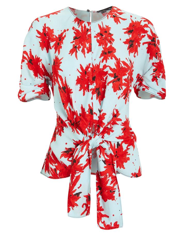 Proenza Schouler Splatter Floral Tied Top Blue/red Floral 6