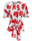 Proenza Schouler Splatter Floral Tied Top Blue/red Floral 6