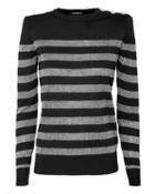 Balmain Lurex Striped Sweater Black 36